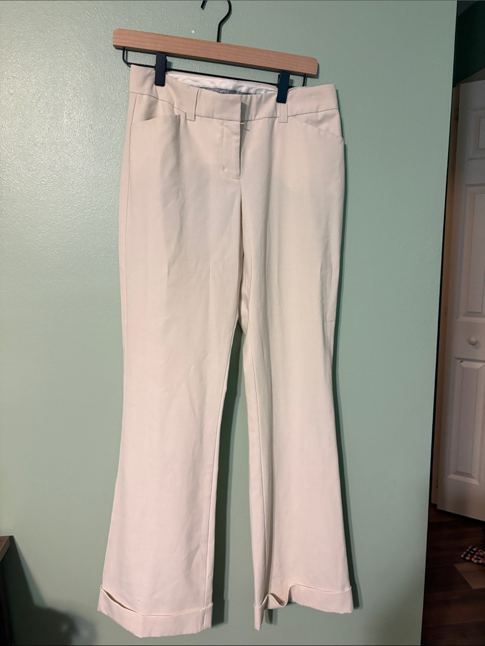 Express Cream Boot-Cut Dress Pants
